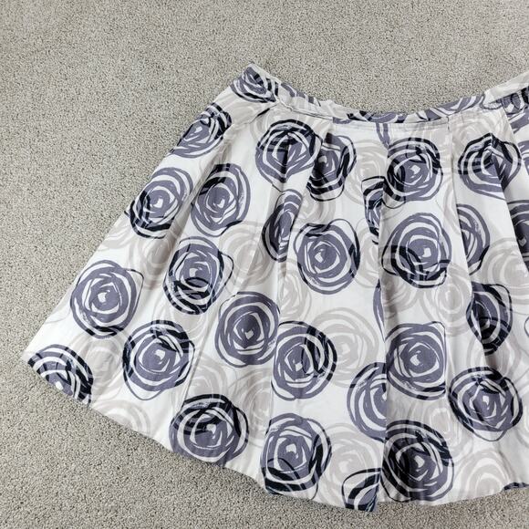 GAP Womens Skirt 16 White Blue Rosebud Abstract Swirl Pleated‎ Lined A-Line Mini - Picture 10 of 13